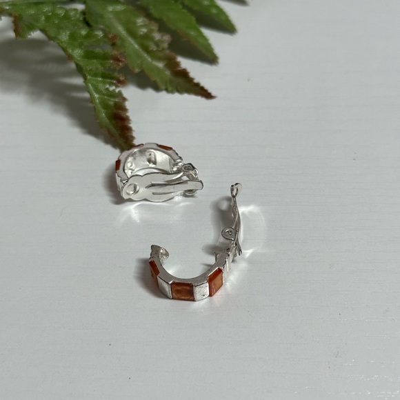 Orange Clip On Earrings - Picture 2 of 3